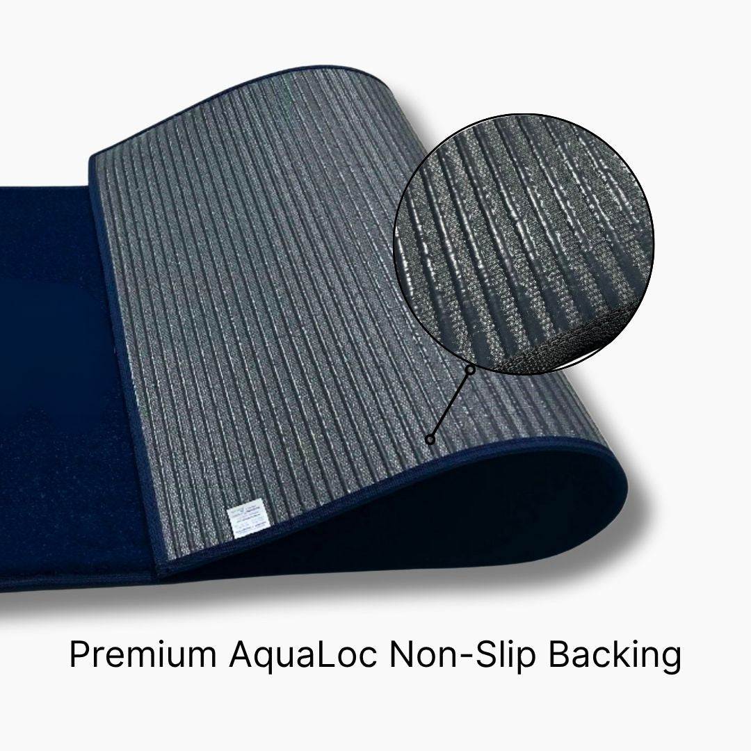 Premium anti slip aqualoc backing close up on BoatMat.com Marine Carpet Boat Mat