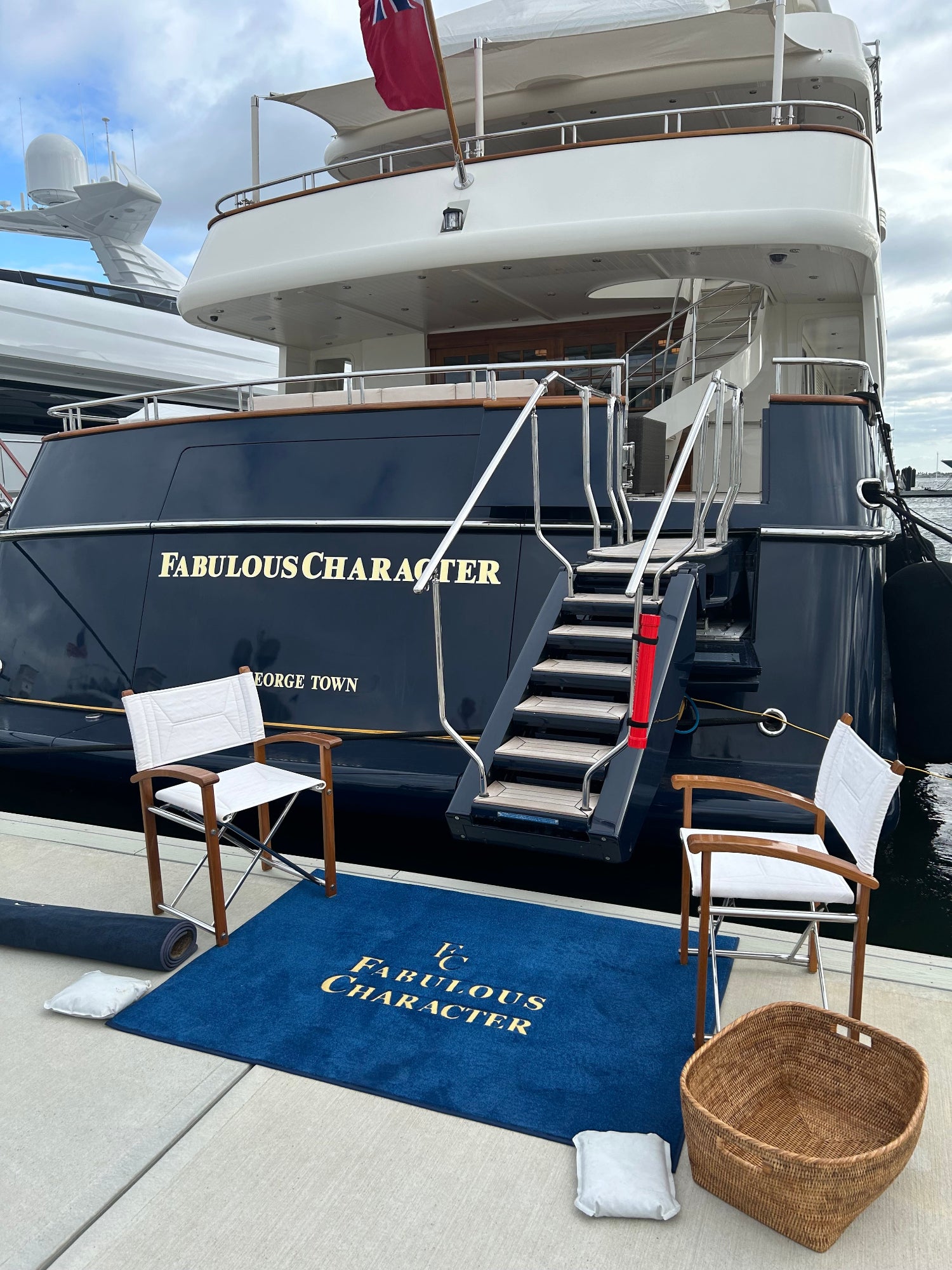 Custom Embroidered Dock Mat for Fabulous Character Yacht by BoatMat Ft Lauderdale FL