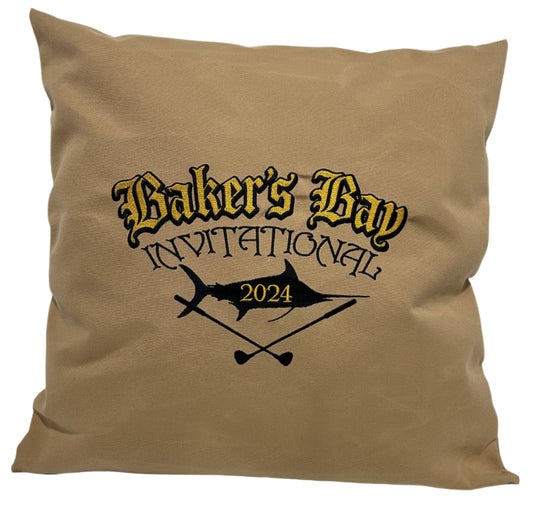 Custom Embroidered weighted Sunbrella Pillows set of 4