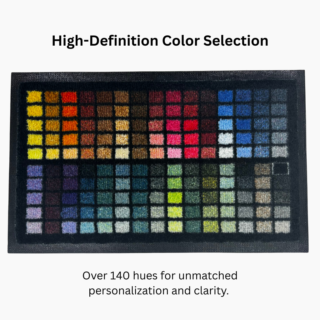 140+ Custom color hues available on the best ultra durable personalized printed rubber back dock mats for yachts and boats